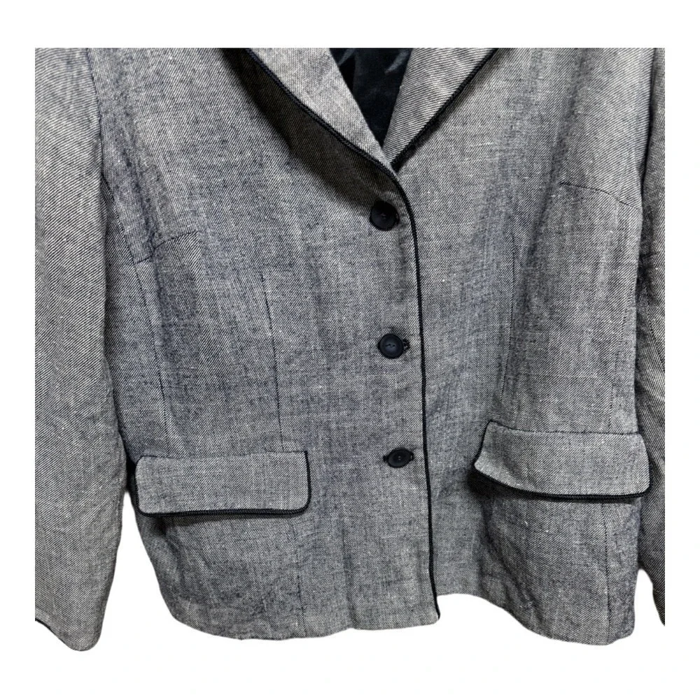 Pendleton Plus Size Blue White Rayon Wool Silk Blazer Coat Jacket Size 18